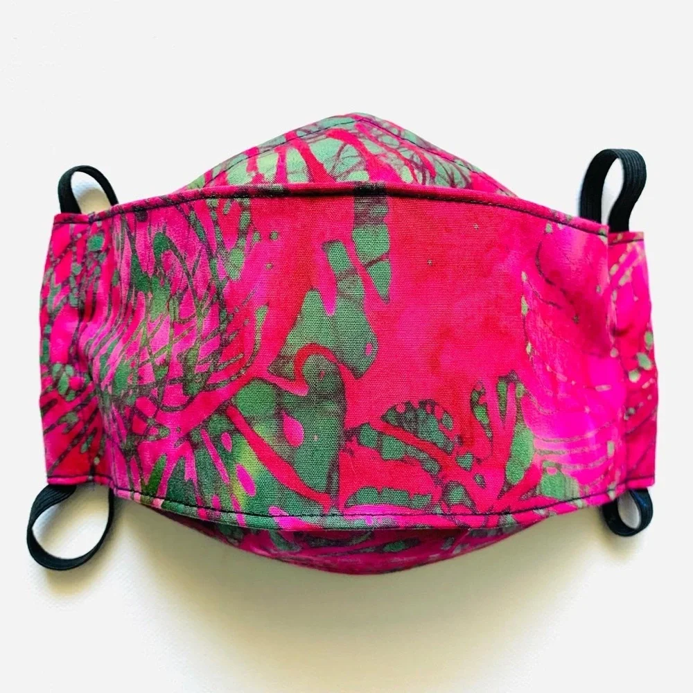 NEW Handmade Batik Monstera 3D Face Mask